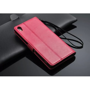 Чехол портмоне подставка глянцевый с защелкой для Sony Xperia Z2 Пурпурный