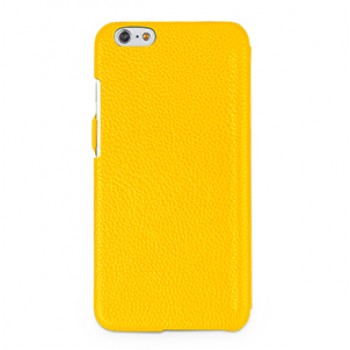 Кожаный чехол горизонтальная книжка (нат. кожа) с защелкой для Iphone 6 Желтый