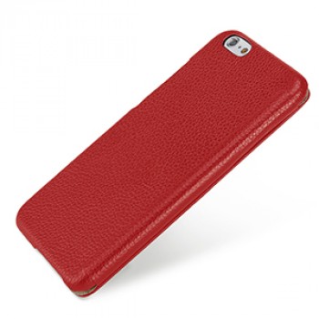 Кожаный чехол горизонтальная книжка (нат. кожа) с защелкой для Iphone 6 Красный