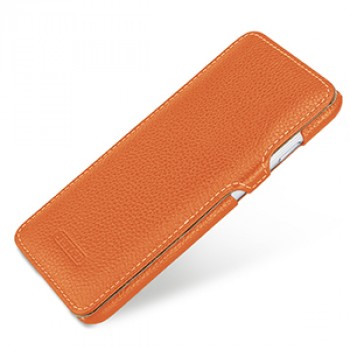 Кожаный чехол горизонтальная книжка (нат. кожа) с защелкой для Iphone 6 Оранжевый