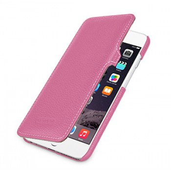 Кожаный чехол горизонтальная книжка (нат. кожа) с защелкой для Iphone 6 Розовый