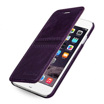 Кожаный чехол горизонтальная книжка (нат. кожа с вощеным покрытием) с ручной кожаной отделкой Sew Line для Iphone 6