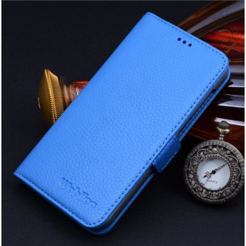 Кожаный чехол портмоне (нат. кожа) для Huawei Ascend Mate 7 Голубой