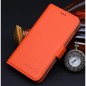 Кожаный чехол портмоне (нат. кожа) для Huawei Ascend Mate 7 Оранжевый