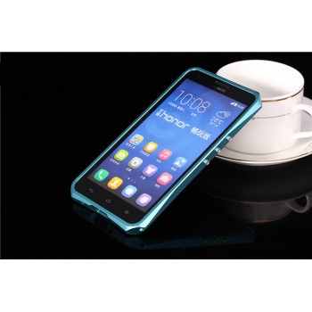 Металлический эрргономичный двухкомпонентный бампер для Huawei Honor 3x Голубой