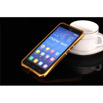Металлический эрргономичный двухкомпонентный бампер для Huawei Honor 3x Желтый