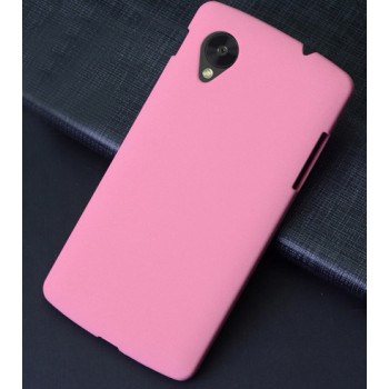 Пластиковый матовый чехол с повышенной шероховатостью для Google Nexus 5 Розовый