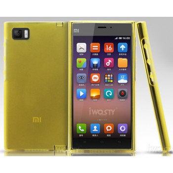 Силиконовый матовый полупрозрачный чехол для Xiaomi MI3 Желтый