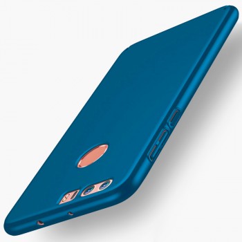 Матовый пластиковый чехол для Huawei Honor 8 с улучшенной защитой торцов корпуса Синий