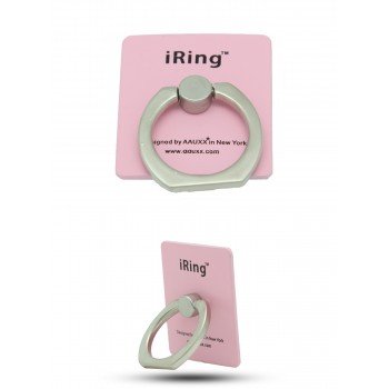 Матовое металлическое антиграбежное клеевое кольцо-подставка текстура Металлик для одноручного управления гаджетом Розовый