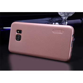 Пластиковый матовый нескользящий премиум чехол для Samsung Galaxy S7 Edge Розовый