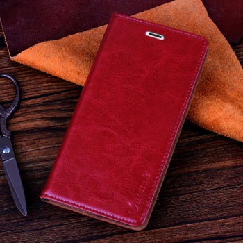 Чехол флип-подставка вощеная кожа на присоске для Microsoft Lumia 535 Красный