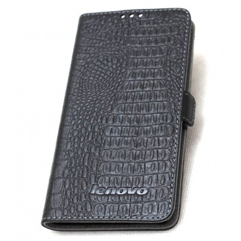 Кожаный чехол горизонтальная книжка текстура Крокодил с крепежной застежкой для Lenovo Vibe P1