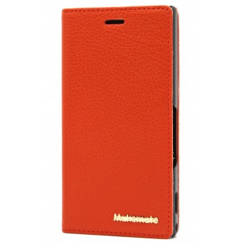 Кожаный чехол портмоне подставка для Sony Xperia M2 dual Оранжевый
