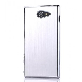 Пластиковый матовый чехол текстура Металл для Sony Xperia M2 dual Белый