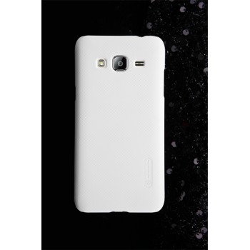 Пластиковый матовый нескользящий премиум чехол для Samsung Galaxy J3 (2016) Белый