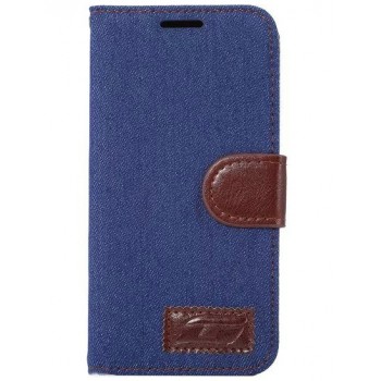 Чехол портмоне подставка с защелкой и тканевым покрытием на силиконовой основе для Samsung Galaxy S7 Синий