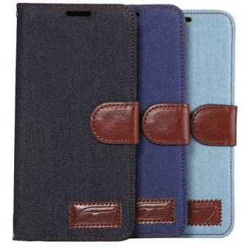 Чехол портмоне подставка с защелкой и тканевым покрытием на силиконовой основе для Samsung Galaxy S7