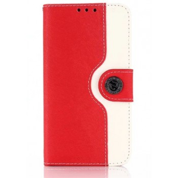 Чехол портмоне подставка на пластиковой основе на дизайнерской магнитной защелке для Samsung Galaxy S7 Красный