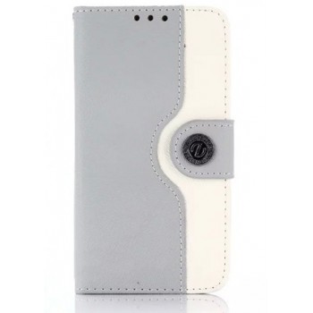 Чехол портмоне подставка на пластиковой основе на дизайнерской магнитной защелке для Samsung Galaxy S7 Серый