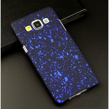 Пластиковый матовый дизайнерский чехол с голографическим принтом Звезды для Samsung Galaxy A5 Синий