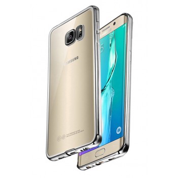 Силиконовый глянцевый полупрозрачный чехол с напылением Металлик для Samsung Galaxy S7 Edge Белый