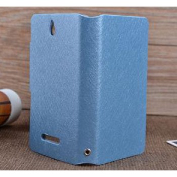 Текстурный чехол флип подставка с застежкой и внутренними карманами для Sony Xperia E dual Синий