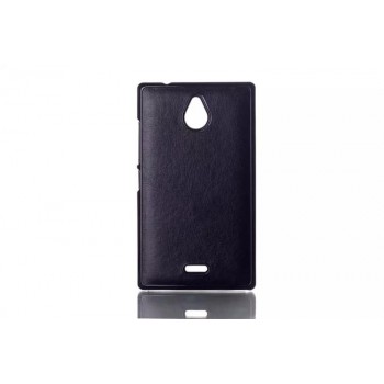Пластиковый текстурный чехол накладка дизайн Кожа для Nokia X2 Черный