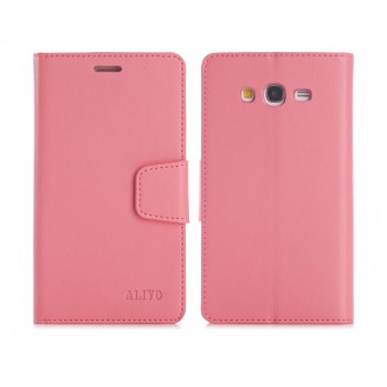 Чехол портмоне подставка на силиконовой основе с защелкой для Samsung Galaxy Grand Розовый