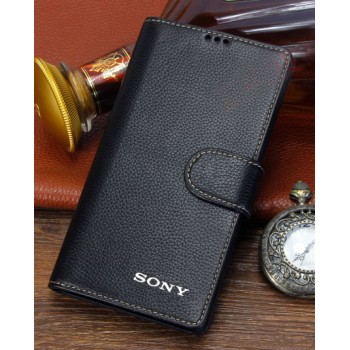 Кожаный чехол портмоне (нат. кожа) с крепежной застежкой для Sony Xperia Z3 Compact