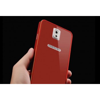 Двухкомпонентный премиум чехол с металлическим бампером с золотой окантовкой и поликарбонатной накладкой для Samsung Galaxy Note 4 Красный