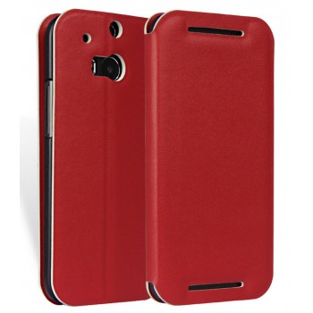 Чехол флип-подставка из прессованной кожи для HTC One (M8) Красный