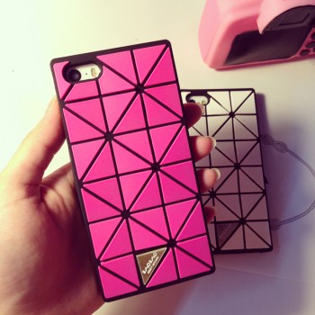 Силиконовый дизайнерский чехол с текстурой ромбы для Iphone 6 Plus Розовый