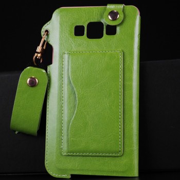 Дизайнерский чехол портмоне подставка с шнурком и отделением для карт для Samsung Galaxy A7 Зеленый