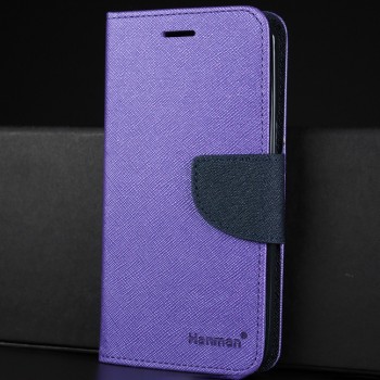 Текстурный чехол портмоне подставка на силиконовой основе с дизайнерской застежкой для Samsung Galaxy J3 (2016) Фиолетовый