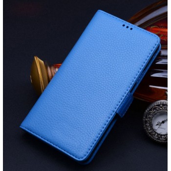 Кожаный чехол портмоне (нат. кожа) для Samsung Galaxy Note Edge Голубой