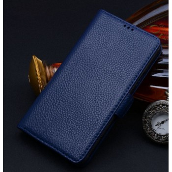 Кожаный чехол портмоне (нат. кожа) для Samsung Galaxy Note Edge Синий