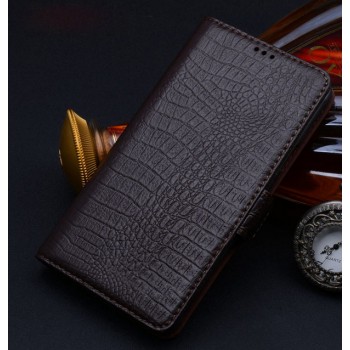 Кожаный чехол портмоне (нат. кожа крокодила) для Samsung Galaxy Note Edge Коричневый