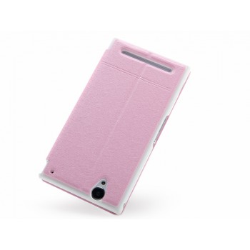 Чехол флип с окном вызова для Sony Xperia T2 Ultra Розовый
