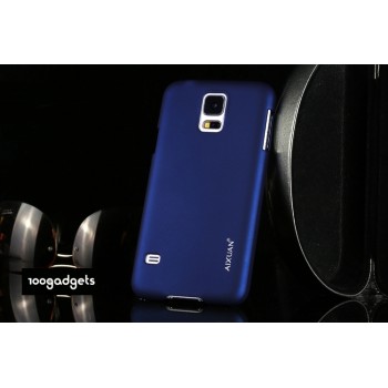 Пластиковый матовый металлик чехол для Samsung Galaxy Note Edge Синий