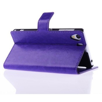 Чехол портмоне подставка глянцевый с защелкой для Sony Xperia Z1 Фиолетовый