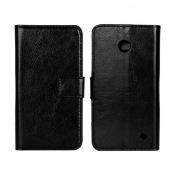 Чехол портмоне подставка (глянцевая кожа) для Nokia Lumia 630 Черный