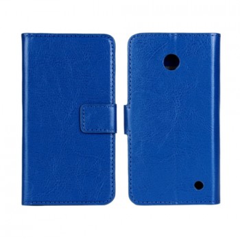 Чехол портмоне подставка (глянцевая кожа) для Nokia Lumia 630 Синий