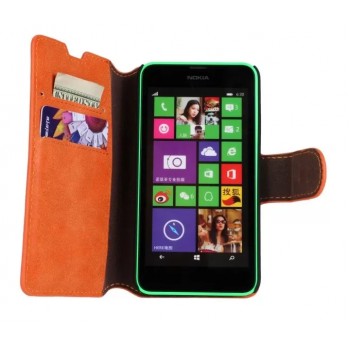Винтажный замшевый чехол подставка для Nokia Lumia 630 Оранжевый