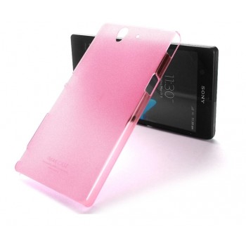 Пластиковый матовый полупрозрачный чехол для Sony Xperia Z Розовый