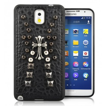 Силиконовый чехол с кожано-металлической аппликацией серия Gadget Punk для Samsung Galaxy Note 3 