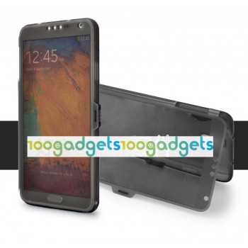 Силиконовый матовый чехол смарт флип с полупрозрачной крышкой для Samsung Galaxy Note 3 Черный
