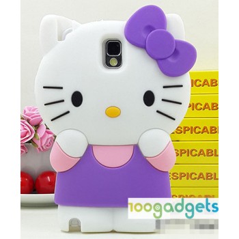 Силиконовый дизайнерский фигурный чехол Kitty для Samsung Galaxy Note 3 (n9005 n9000) Фиолетовый