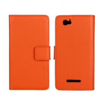Чехол портмоне подставка с защелкой и внутренней отделкой на пластиковой основе для Sony Xperia M Оранжевый
