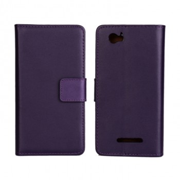 Чехол портмоне подставка с защелкой и внутренней отделкой на пластиковой основе для Sony Xperia M Фиолетовый